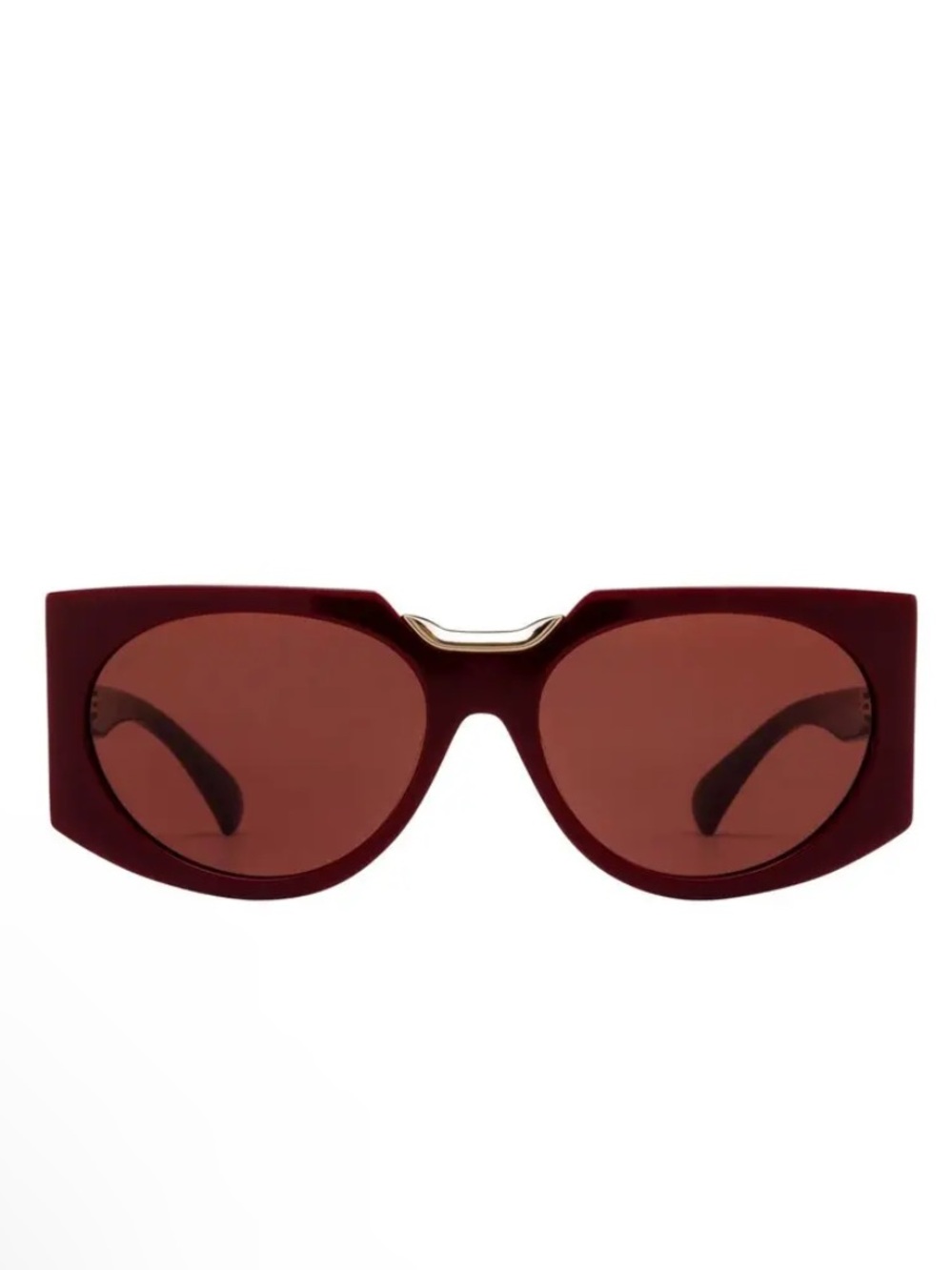 MaxMara Burgundy Shield Sunglasses with Gold Accent - Picture 8 of 10